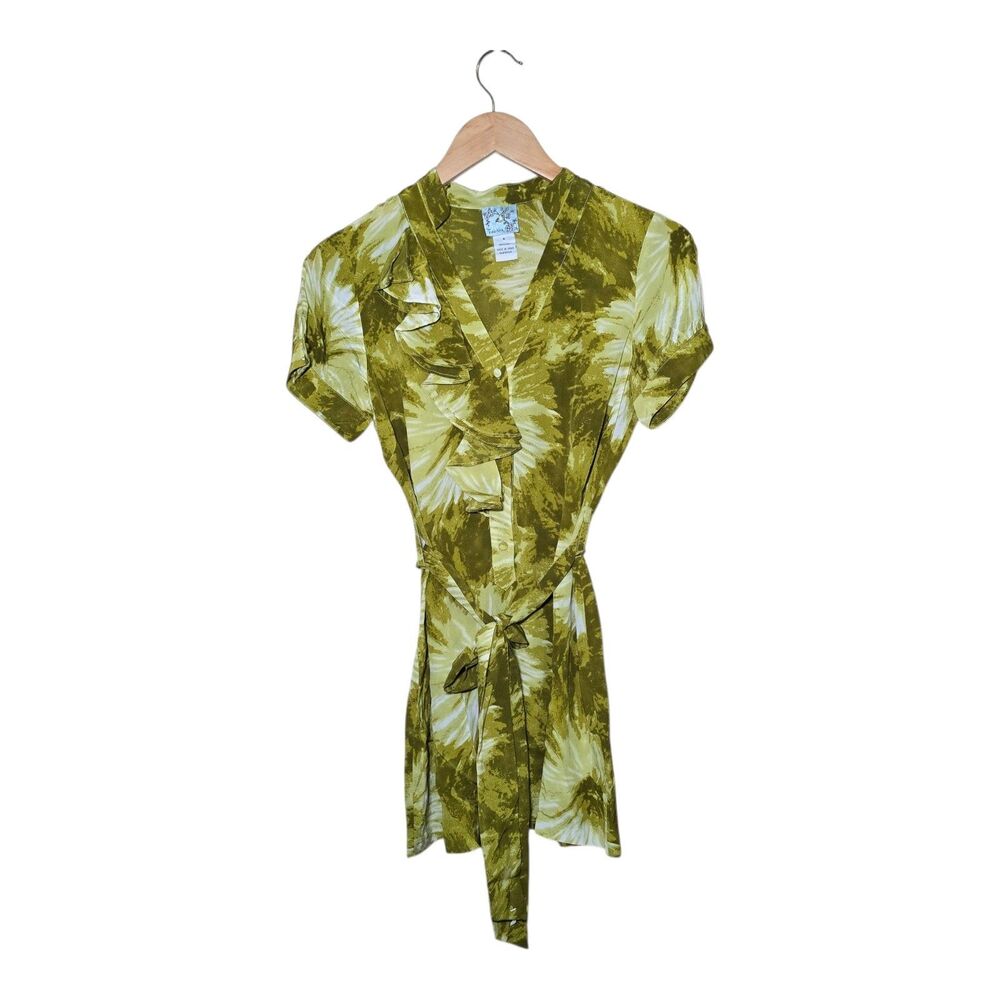 Anthropologie Tabitha Green 100% Silk Ruffle Belted Mini Dress Tunic Women's 4